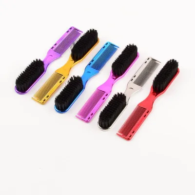 Portable Double-sided Comb Brush Small Beard Styling Brush Professional Shave Brush for Beard & Mustache Styling