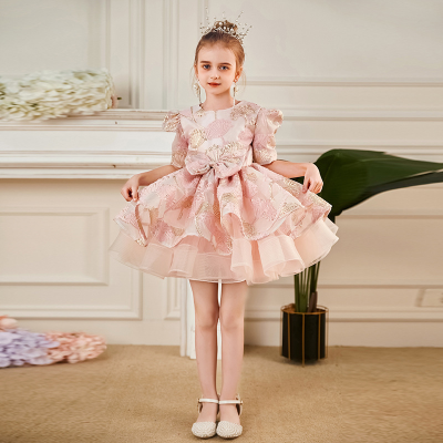 S3003F    New Pink Dress  Dress Baby  Spring Short Flower Girl Wedding  Host Piano Performance Tutu Skirt