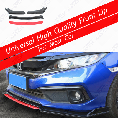 New Design Universal 4pc/sets  Car Body Kit with ABS Red Bumper Lip Splitter Spoiler Front Body Made of Durable Plastic
