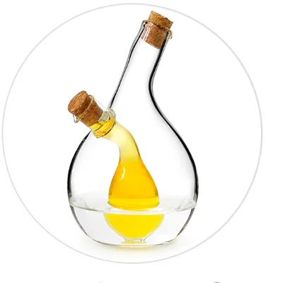 Wholesale Hot Selling 2 in 1 Kitchen Glass Oil & Vinegar Dispenser Pot Bottle Container Seasoning Pot Bottle Container