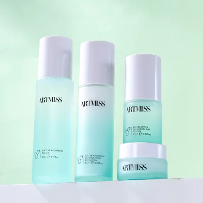 Custom Logo Moisturizing Organic Skin Care Set Smooth Hydrating Vegan Face Cream Serum Cactus Skin Care Set for Dry Skin