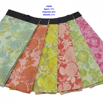 High Quality Polyester Blend Jacquard Brocade Fabric for Evening Dress & Bridal Gown with Embossed Pattern