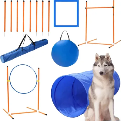 Dog Outdoor Hurdle Jump Circle Obstacle Winding Pole Dog Agility Training Equipment