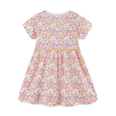 Custom OEM Girls' Knitted Floral Princess Skirt European American Style Short Sleeves Summer New Children's Skirt