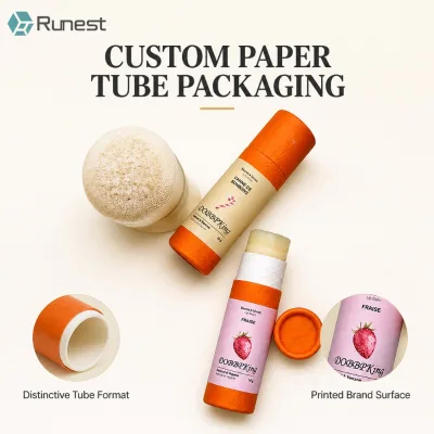Embossed Biodegradable Paper Tubes for Cosmetics Packaging Lipstick and Solid Perfume With Eco-Friendly Design
