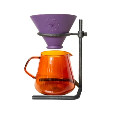 Modern Design Coffee Brewer Set Food Grade Silicone Wood Metal Portable Large Capacity Pour Cone Pattern Outdoor Kitchen Use