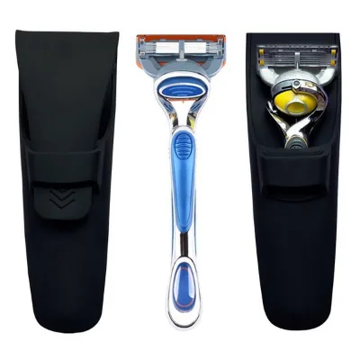 Men's Silicone Portable Silicone Razor Protective Case Holder for Business Travel Storage Box Shaving Accessory Shaver Storage