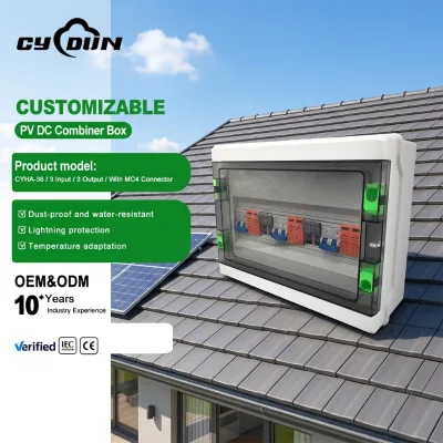 CYHA-36 1000V  Combiner Box 3 Input 3 Output with MC4 Connector PC+ABS IP65 TUV CE CQC ISO9001 Certified for Solar Panel System