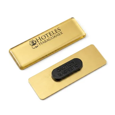 OEM Hotel Staff Name Badge UV Print Metal Tags Name with Magnet Backing Water Resistant Die Cast ID Nameplate Badges