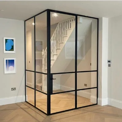 Traditional Design French Double Doors Interior Steel Casement Windows with Fixed Open Style Soundproof Iron Partition Door