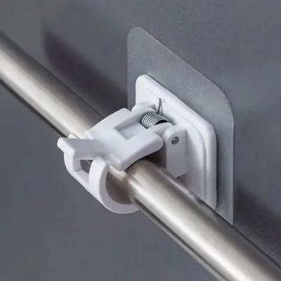 Self-Adhesive Rail Nail-Free Curtain Clamp Rods Clips Household Storage Hanging Rack Wall Hooks Coat Racks