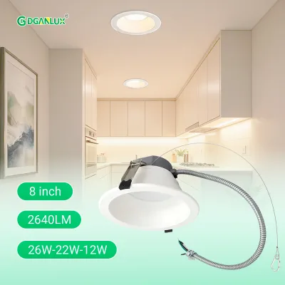 Luminaire Led 8 Inch 26W/22W/16W Selectable LED Downlight 5CCT Recessed Ceiling Luminaire for Lobby Hallway Office