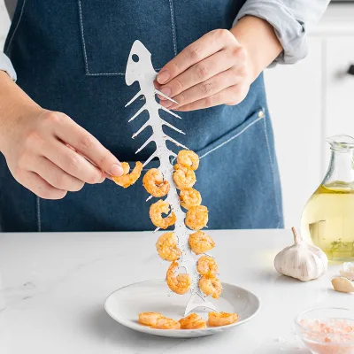 Stainless Steel Fishbone-Shaped Skewer Holder High Quality Barbecue Tool Creative DIY for Wedding Birthday Outdoor Parties