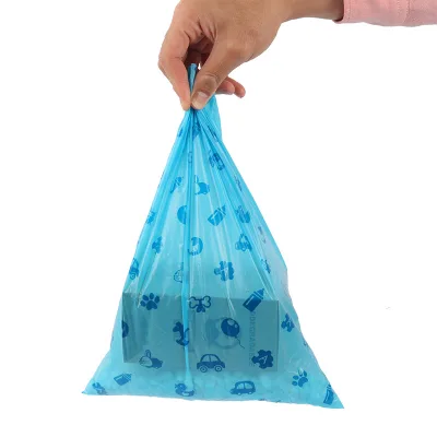 Printed Biodegradable Dog Poop Bags Color Box Packaging Leak Proof Pet Waste Refill Rolls for Dog Walking Cleanup