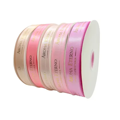 Pink Custom Gift Wrapping Solid Color Silk Satin Ribbon Roll for Packing Decoration