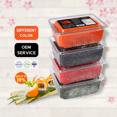 Factory Seafoods Hot Sale Frozen High Protein Orange Green Black Yellow Red Color Flying Fish Roe for Suhsi Foods