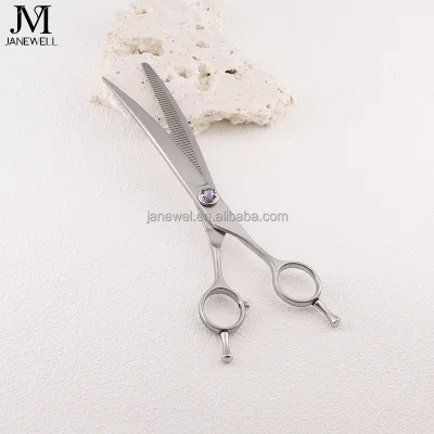 Professional Pet Grooming Scissors 7.0" Japanese Steel Scissors Curved Chunker Shears for Dog Grooming