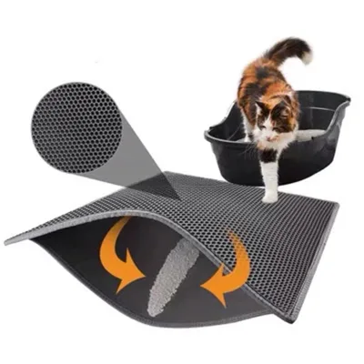 Hot Selling Double Layer Multi-function Waterproof Eco-friendly Material Cat Litter Mat for Cleaning and Playing