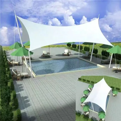 Outdoor Landscape Architecture Tensile Membrane Structure PVDF Fabric Shade Canopy for Public Park Playground