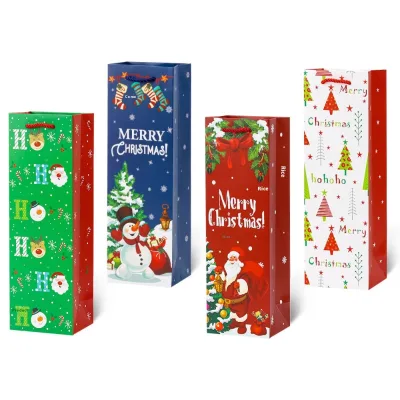 Merry Christmas Portable Wine Bottle Bag for Gift Packaging for Wine Candle Craft Perfume Christmas Gift Idea