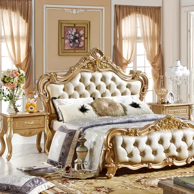 A05 European Style 1.5m&1.8m New Design Luxury Bedroom Set Leather Furniture Bed