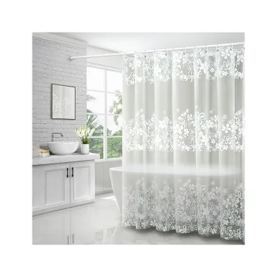 Wholesale Custom Printed Bathroom Waterproof Square 3D Peva Shower Curtain Sets with Rugs