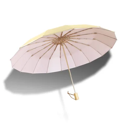 3 Section Folding Umbrella 16ribs Dual-purpose Chinese Traditional Umbrella Parasol Con Foto Personalizada Para Parabrisas