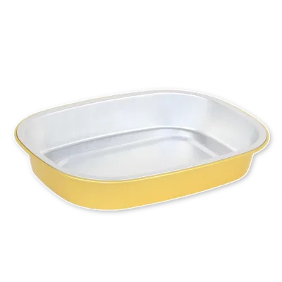 Disposable 5 Inch Collapsible Aluminum Foil Pet Water Bowl Microwavable Tray for Packaging Black and gold combination