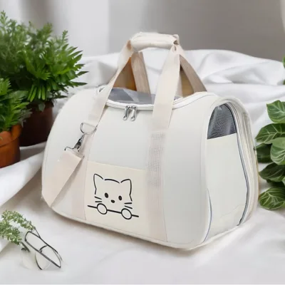 Cross-border Oxford Cartoon Cat Dog Carrier Portable Outdoor Large-Capacity Cross-Body Pet Backpack Mesh Lining Pillow Bag
