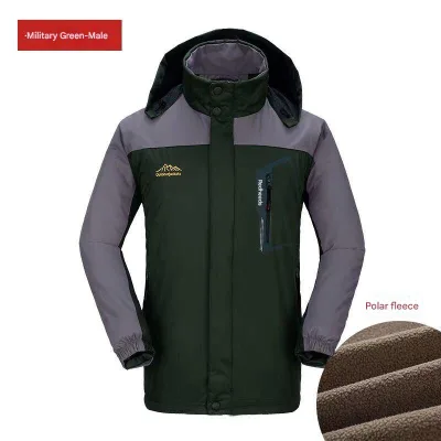 Men's Waterproof Winter Jacket with Removable Hood Windproof Windbreaker Coat for Hiking Travel Skiing Outdoor Activities