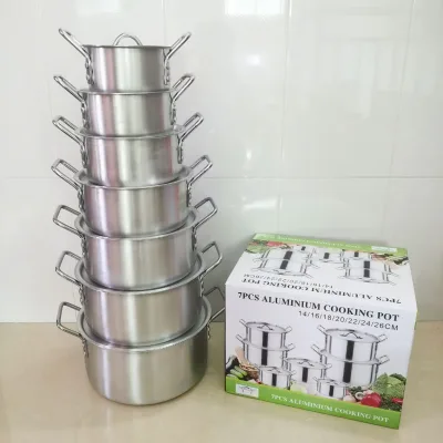 Middle East 7-Piece Aluminum Pot Set with 201 Stainless Steel Base Modern Minimalism Design Glass Lid Cookware