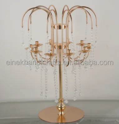 Factory Direct Decoration Luxury Design Party Wedding Centerpiece Gold Metal Candelabra