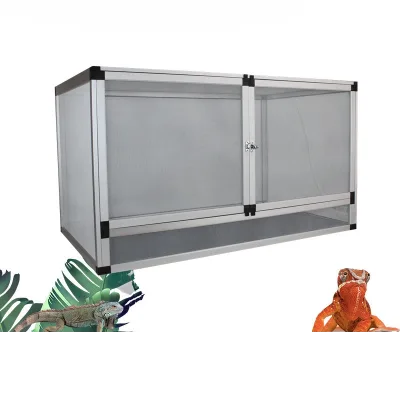 Aluminum alloy pet cage with horizontal design for pet reptiles Provides good ventilation and air circulation