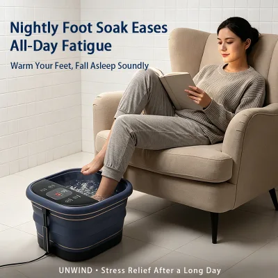 Collapsible Foot Spa Massager Electric Foldable Foot Soaker Tub with Remote Heating Massage