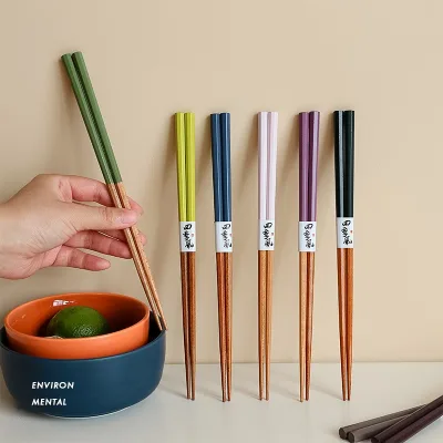 Custom Nordic Style Octagonal Wooden Chopsticks-Eco-Friendly Portable Colorful Design 22.5cm Promotional Use Custom Logo Option