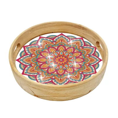 Wooden Animal Tray 5D DIY Round Craft Tableware