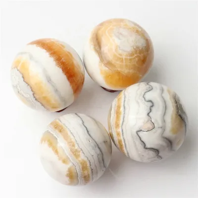 Wholesale natural crystal spheres beautiful banded yellow calcite sphere ball for decoration
