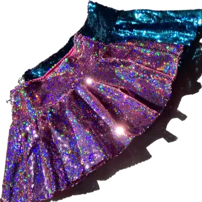 Custom Design Chic Sequin Short Skirt Elegant a Line Shining Fashion Girls Eco-Friendly Quick Dry Breathable Spring Summer