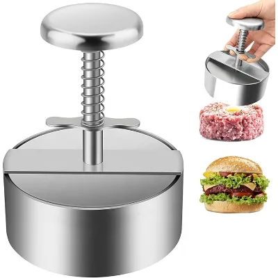 5.7 Inch 304 Stainless Steel Non Stick Adjustable Burger Press Hamburger Patty Maker Molds Grill  Smasher Meat Grinder BBQ