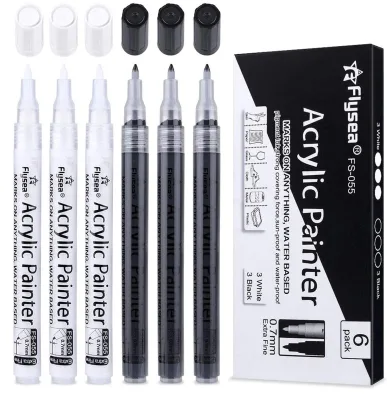 Flysea Customized Black-and-White 2-color Marker Acrylic Pigment Marker Bright Color Marker