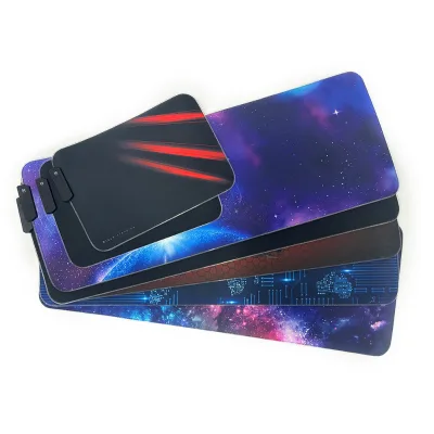 CE Wholesale Custom Size logo Design Extended Large LED Light Gaming Mouse Pad Rubber Waterproof Fabric RGB Game Mouse Pad