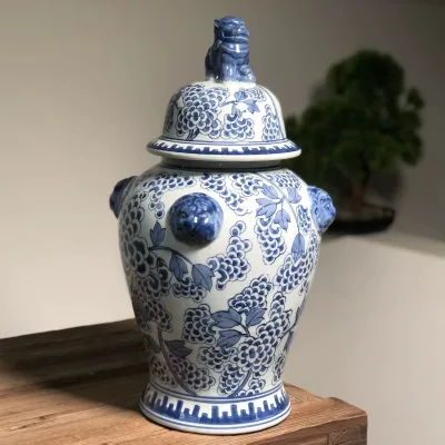 Special blue and white handmade ginger jar tall ceramic ginger jar urn jar