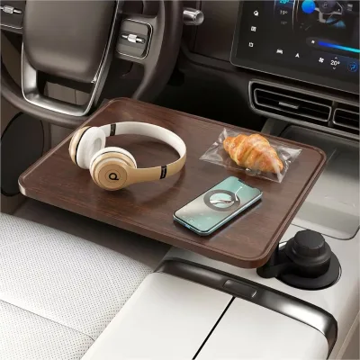 360° Rotating Wooden Retractable Floating Car Vehicle Mount Table Multifunctional Small Table In-car Storage Tray Interior Parts