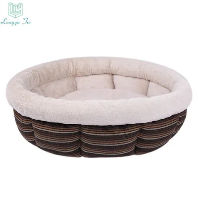 Dog bed dog mat faux linen round bed anti-slip small and medium-sized dog winter warmth dog cage dog bed pet bed cat bed