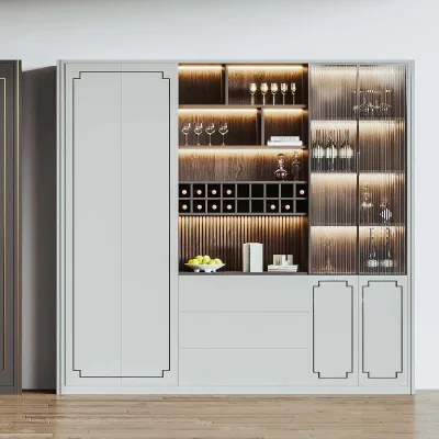 Modern Multi-Functional Dining Cabinet for Living Room Simple Wood Panel Home Furniture with Dining Chair