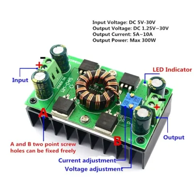 DC-DC Automatic Rise and Fall Module 300W Intelligent Synchronous Rectification Power Supply Inverter Solar Energy Charge System