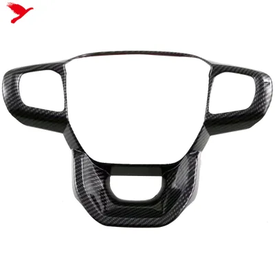 For Ford Ranger 2023 2024 Car Accessories Steering Wheel Cover Trim ABS Carbon Fiber Black 1PCS