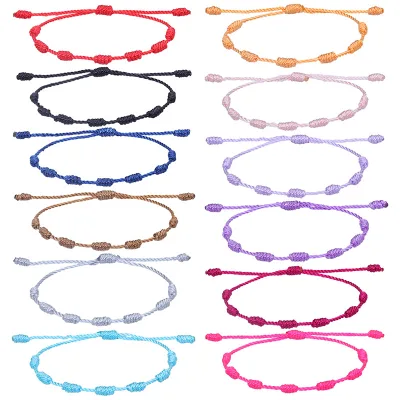 Handmade Wholesale 7 Knots Red String Bracelet Lucky Wrap Wristband Pearl Protective Amulet Christian Friendship Braid Rope Gift