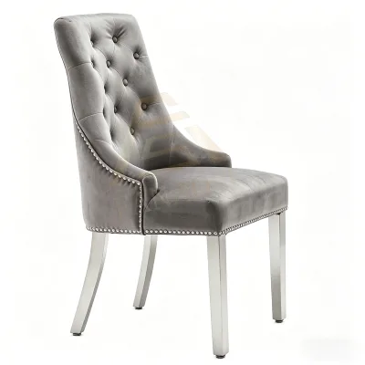 Good Quality Modern High Back Grey Velvet Dining Chairs Hot Sale in Uk Restaurant for Home Apartment Warehouse Use
