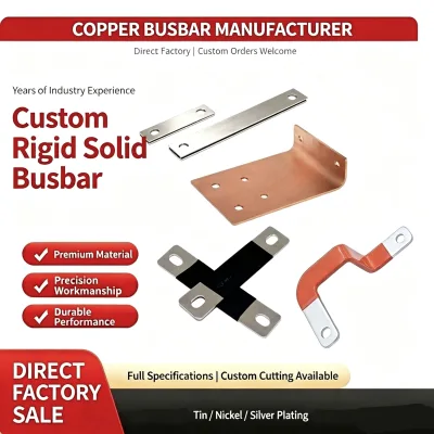Custom OEM Solid Copper Rigid Busbar Silver Plating 5V-1000V 5A-2000A Battery Connector for Renewable Energy Storage BRICO